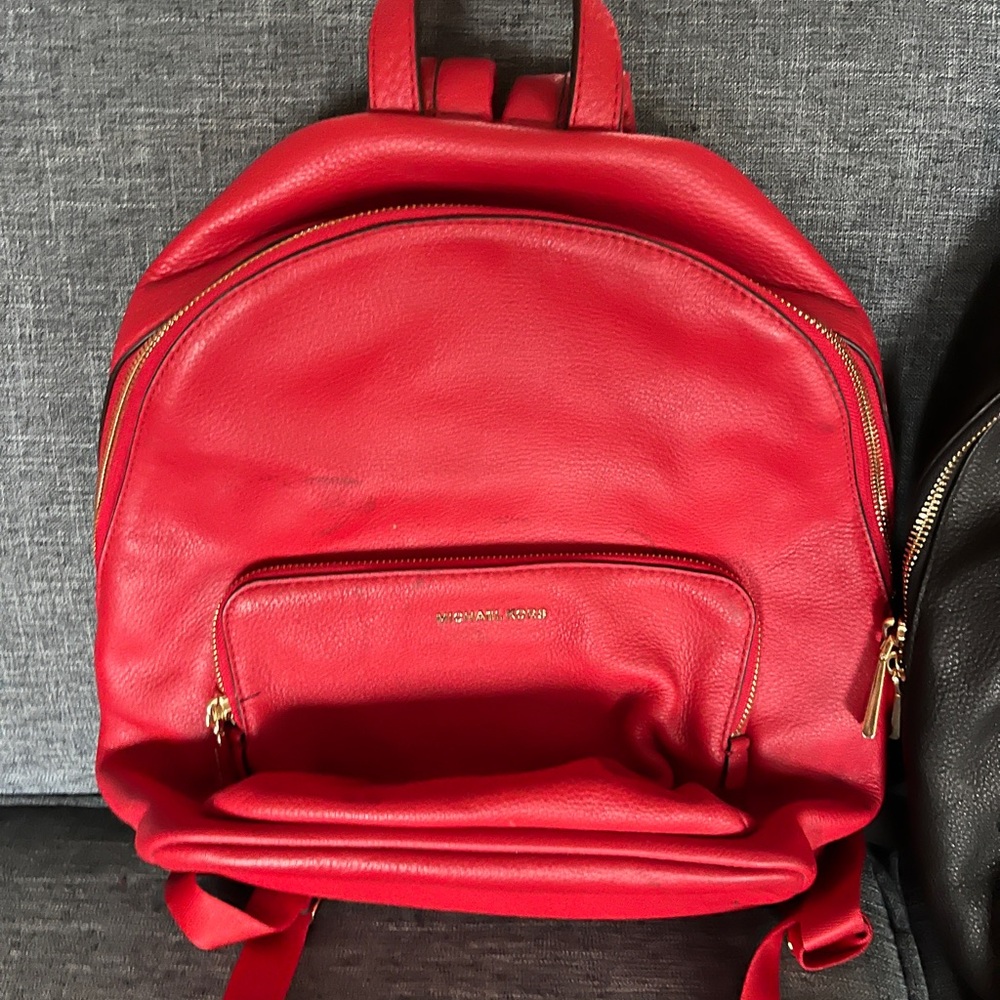 Michael Kors Red Leather Backpack